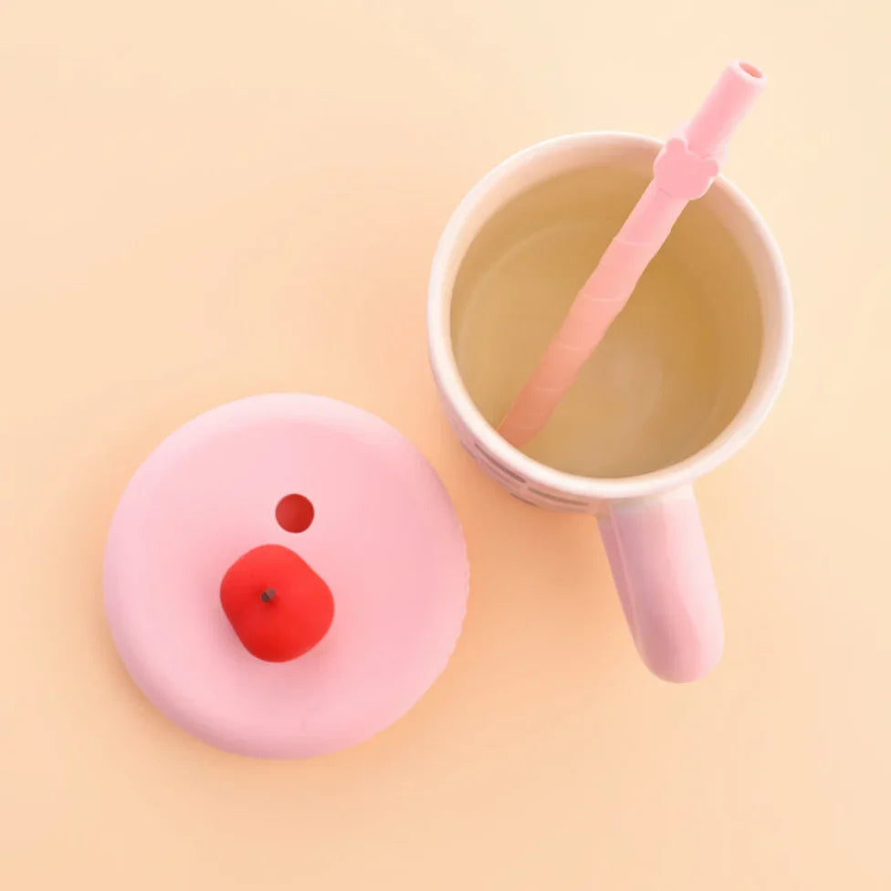 Cherry Ceramic Mug with Straw