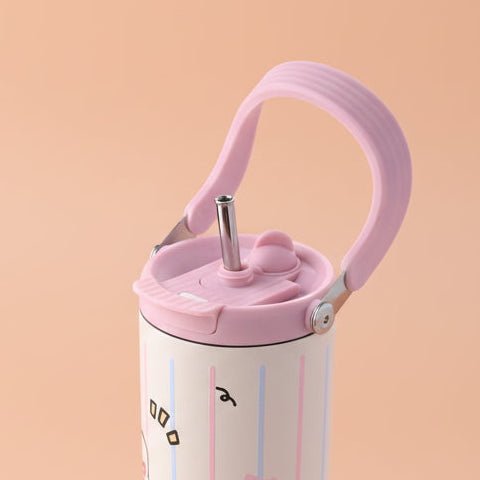 Pink-Blue striped Happy Bunny stainless steel Tumbler