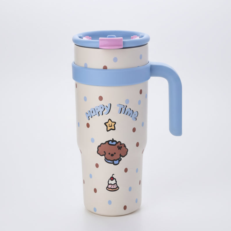 Happy Time Puppy Stainless Steel Tumbler Blue