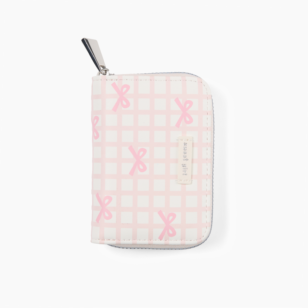 Pink Bow Gingham Card Holder