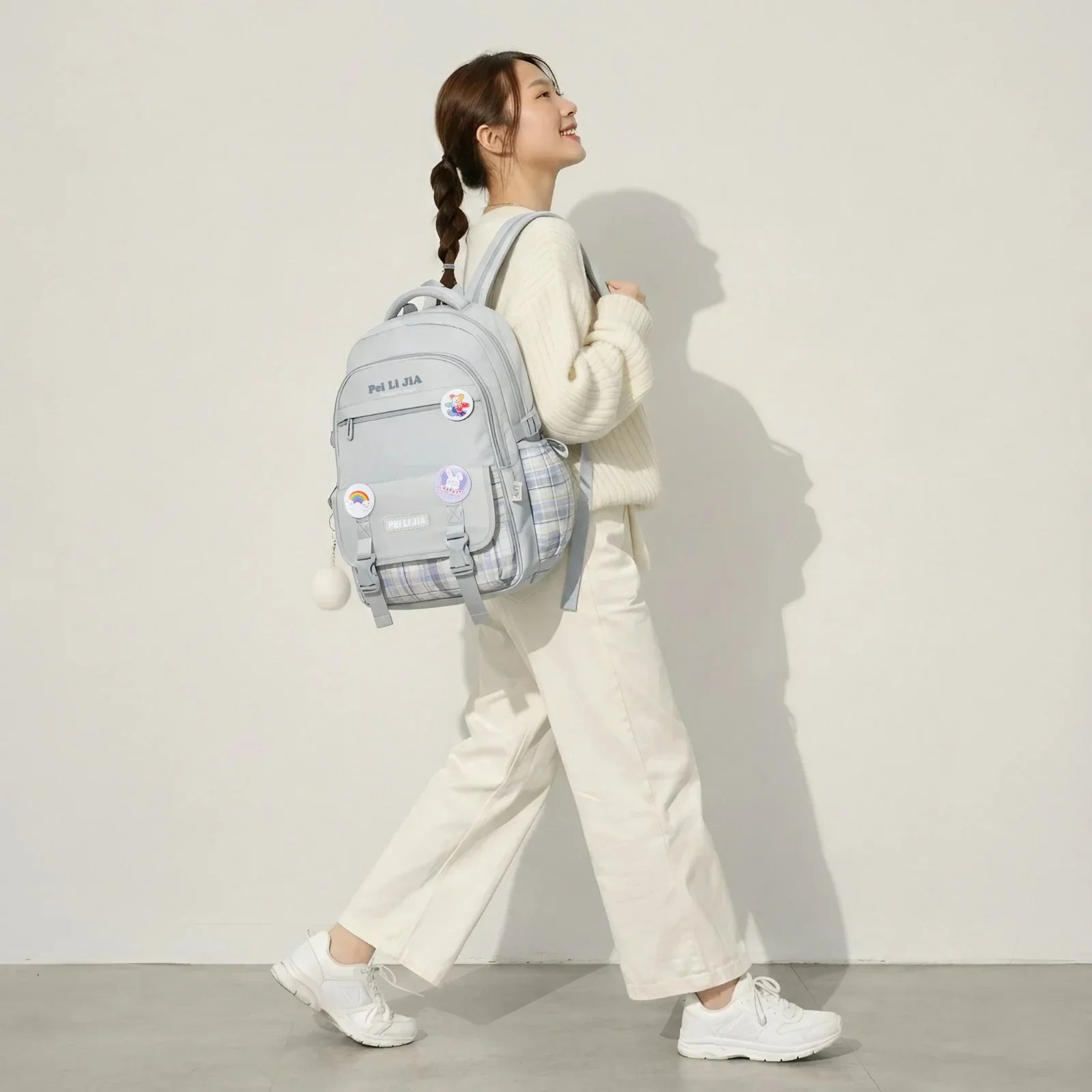 K-Checkered Backpack - Grey
