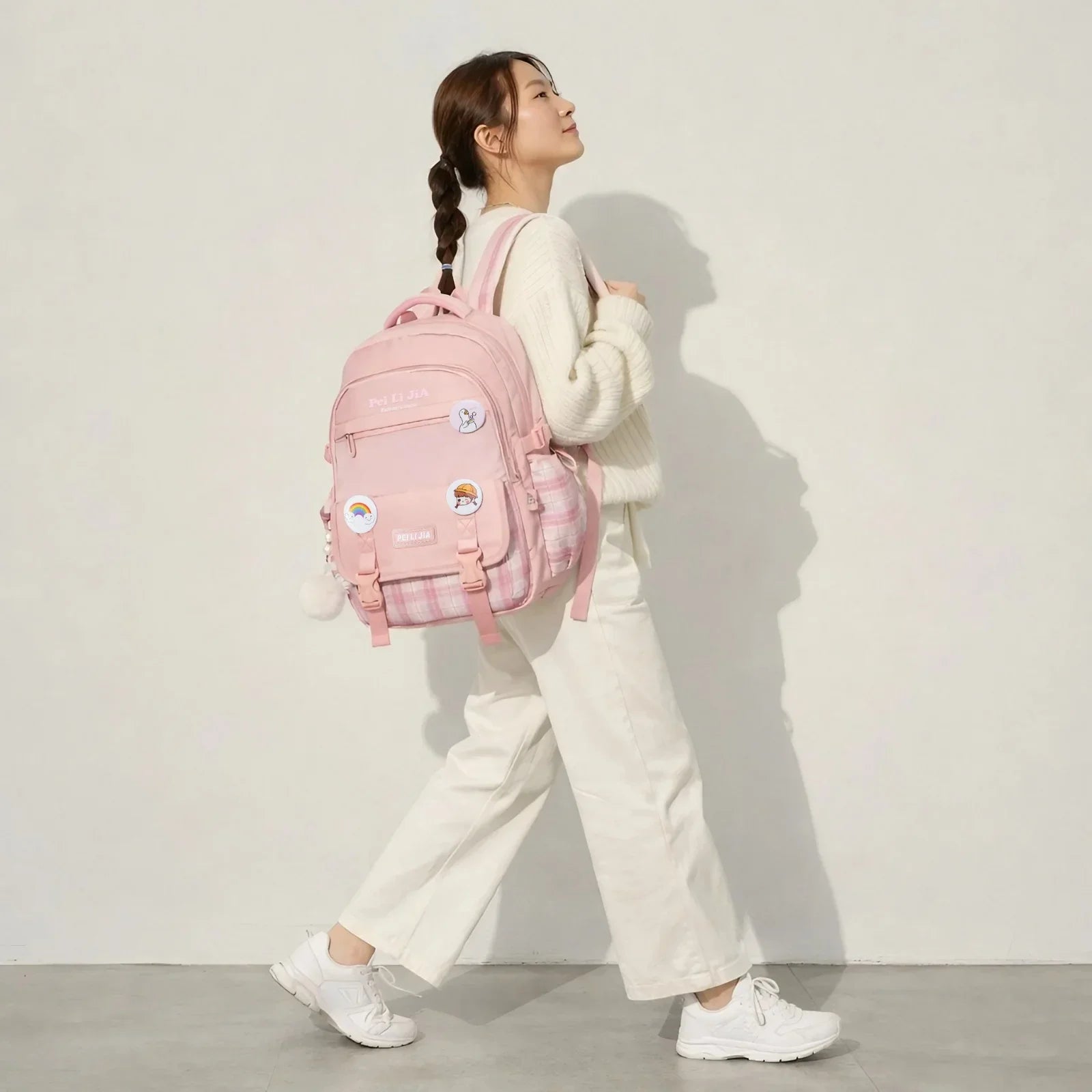 K-Checkered Backpack - Pink