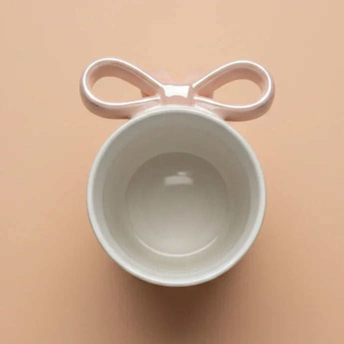 Glossy Bow Ceramic Mug Pink
