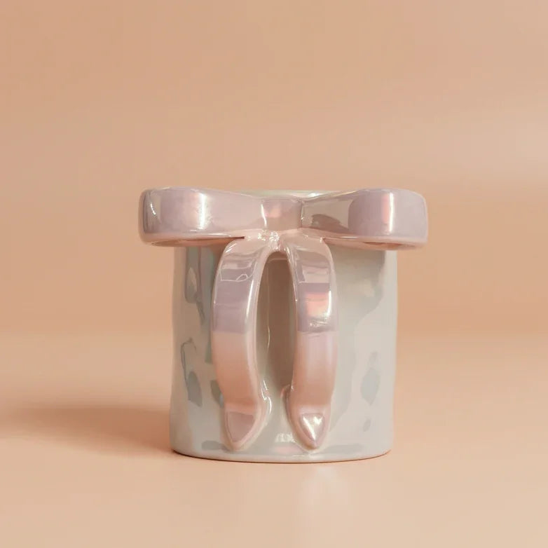 Glossy Bow Ceramic Mug Pink