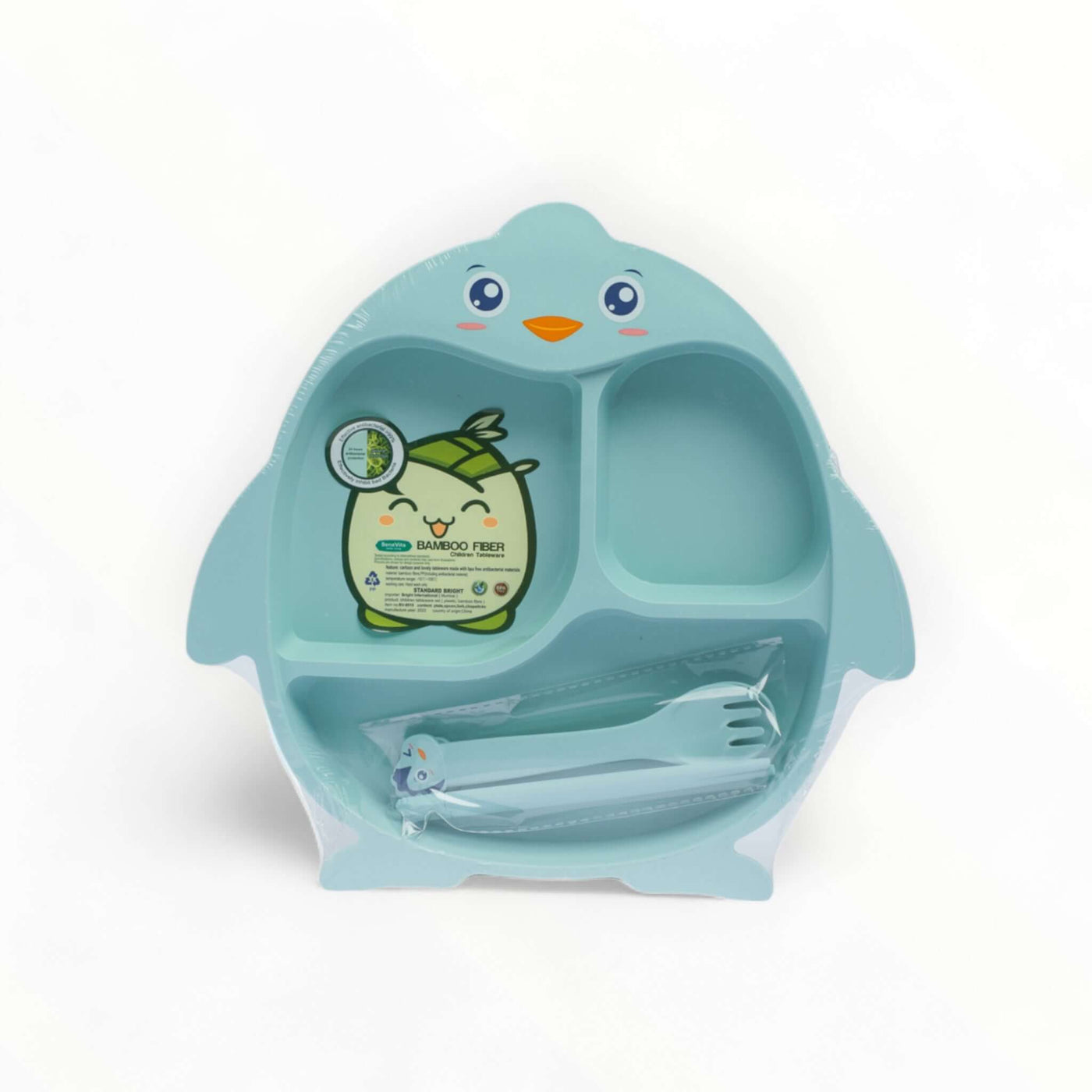 Penguin Bamboo Fiber Children's Tableware - Blue