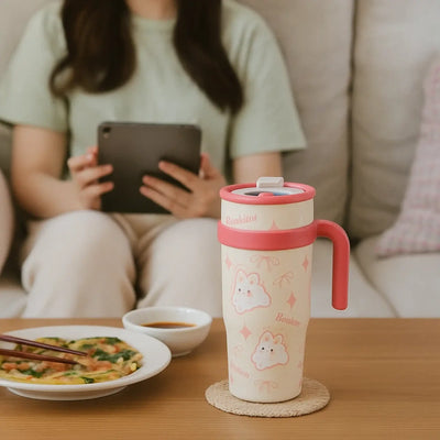 Pink Bunny Stainless Steel Tumbler