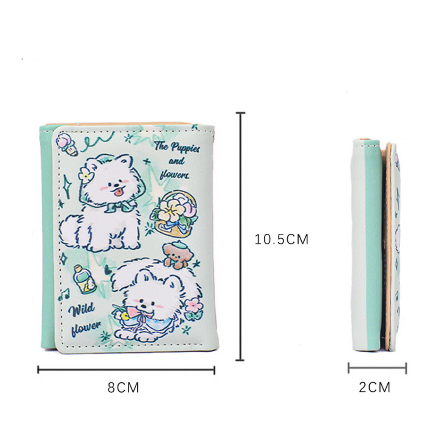 Flower Puppy Wallet With Acrylic Charm