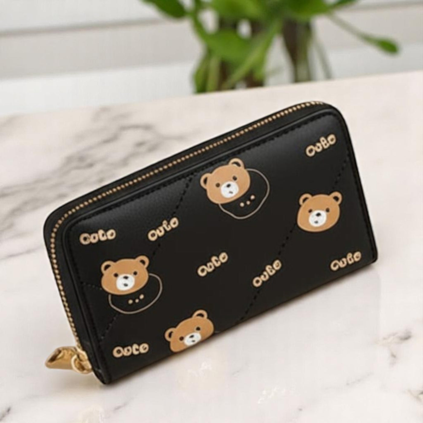 Cute Bear Black Card Holder