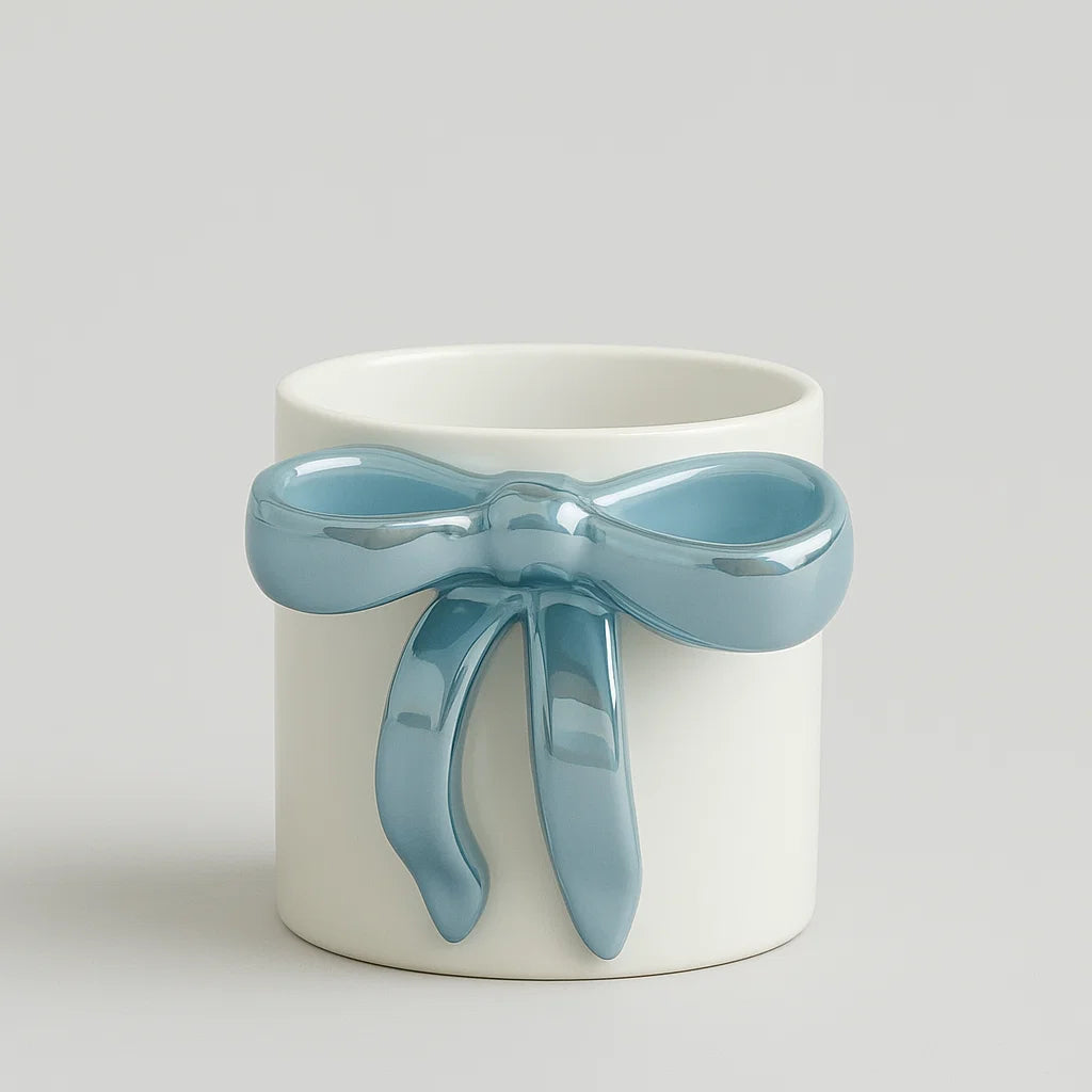 Glossy Bow Ceramic Mug Blue