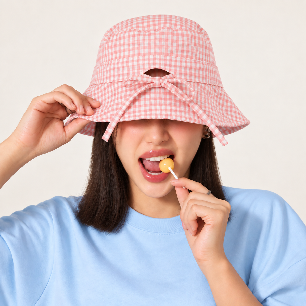 Gingham Bucket Hat - Pink