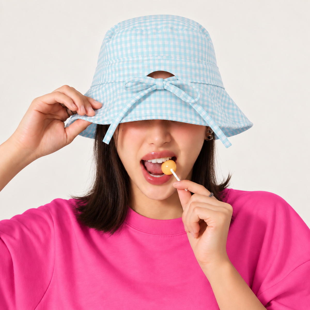 Gingham Bucket Hat - Blue