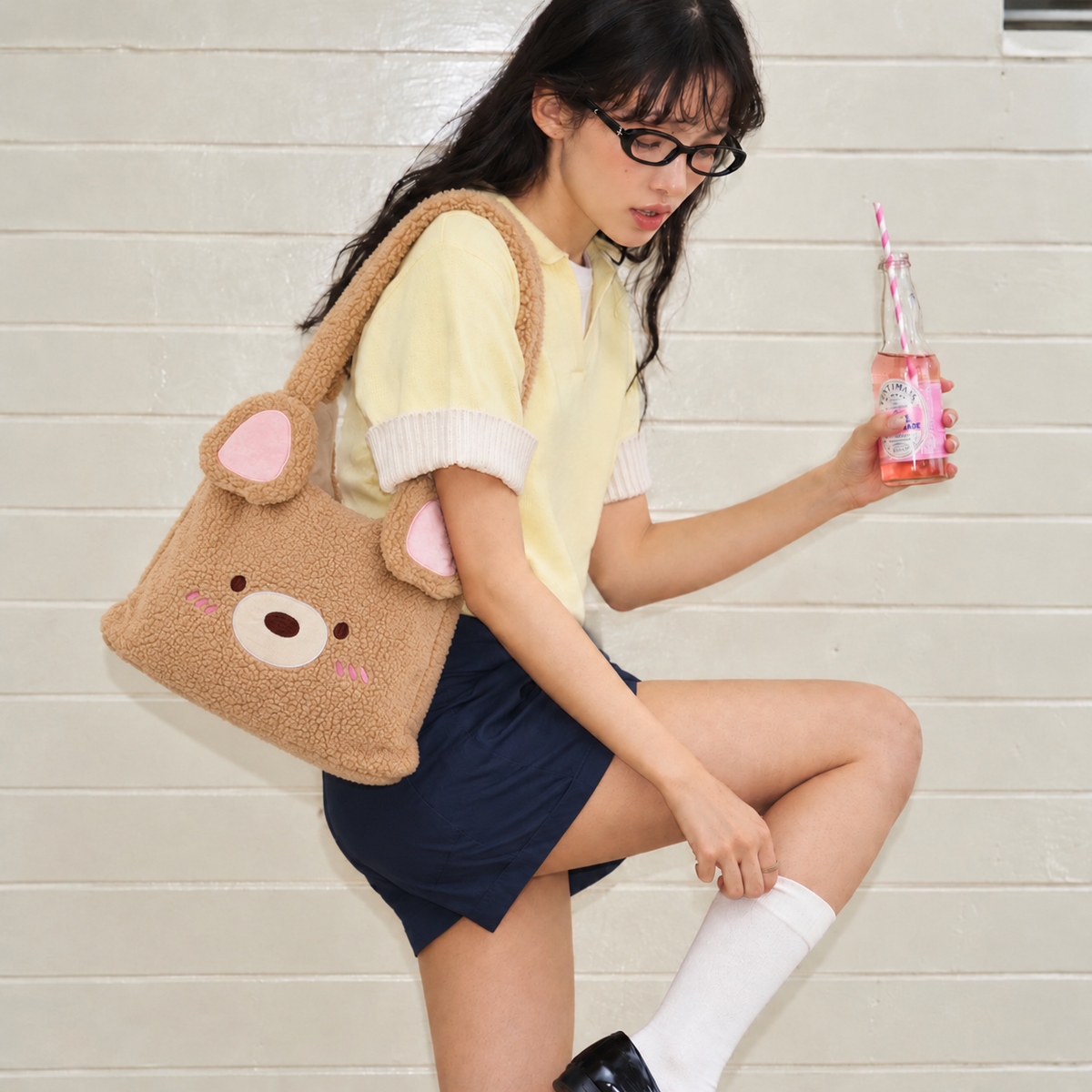 Cocoa Bear Fur Tote Bag - Brown