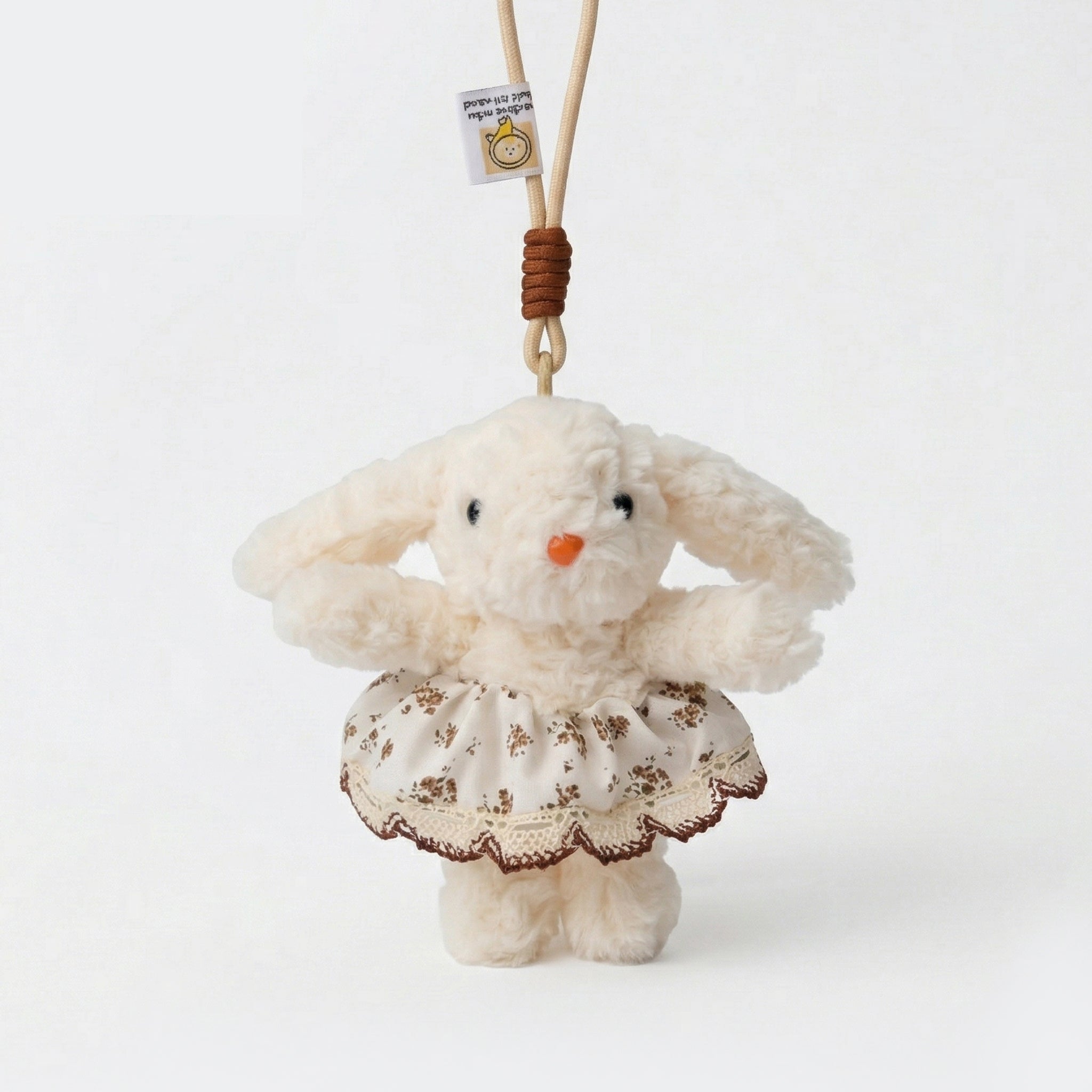 Brown Dress Bunny Plushie Keyring