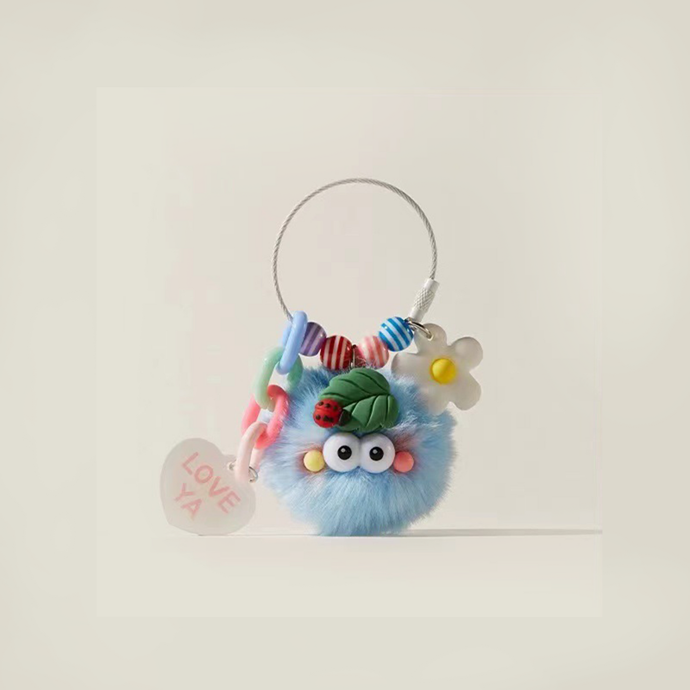 Blue Furball Plushie Keyring