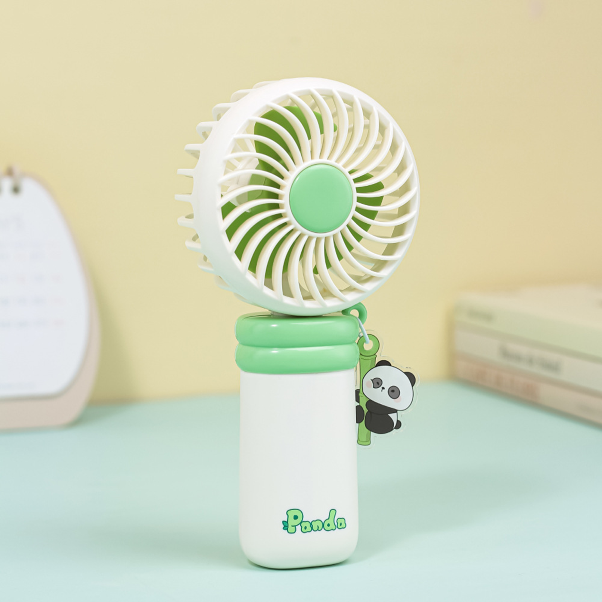 Panda Charm Keyring Portable Fan