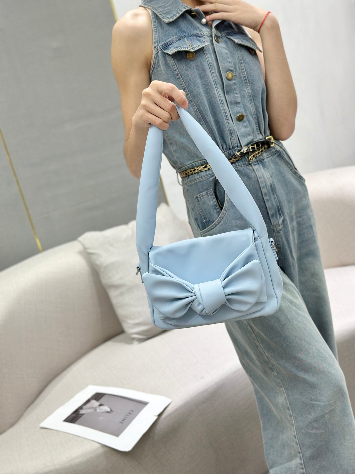 Knot Bow Sling Bag - Powder Blue