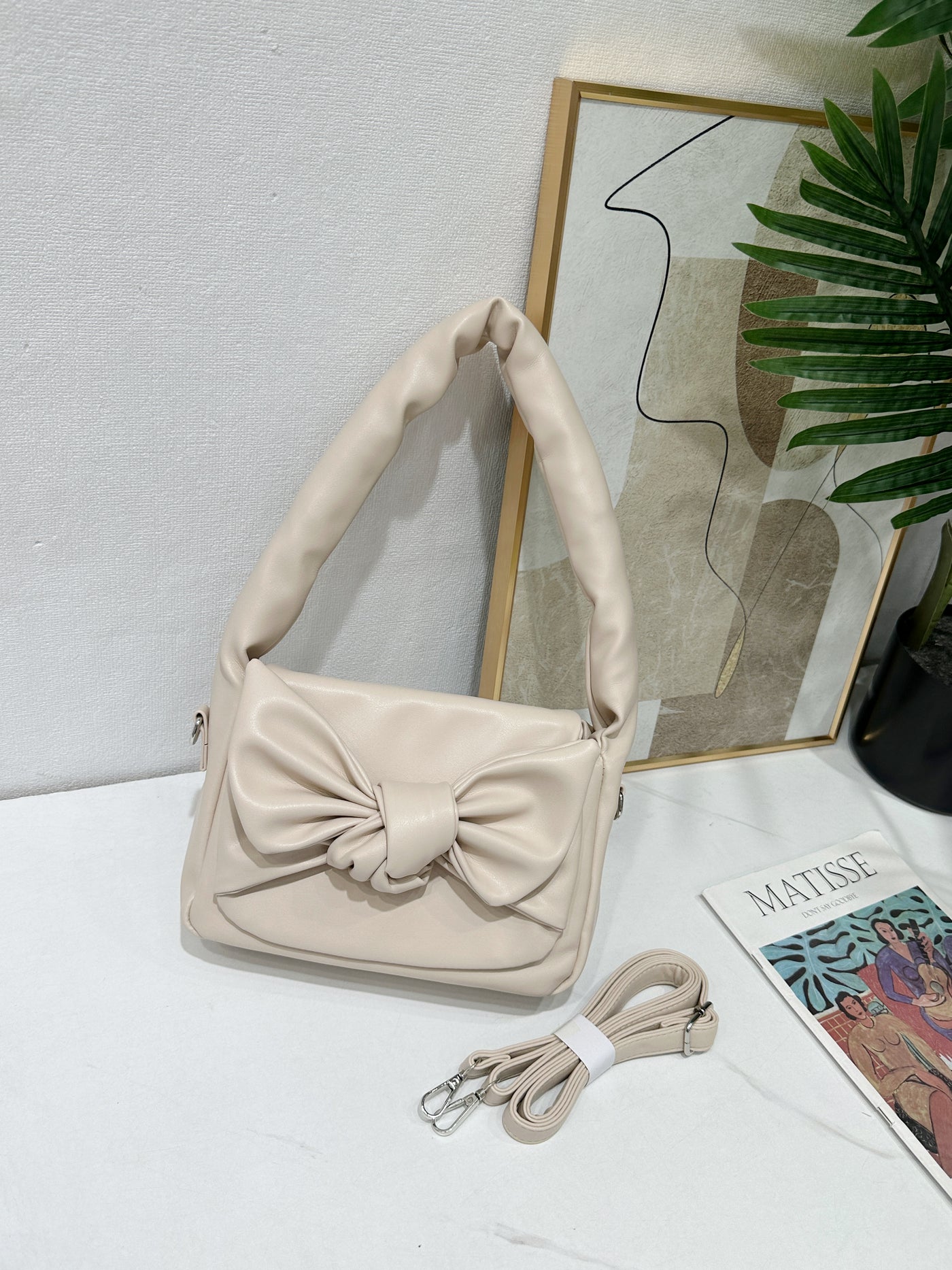 Knot Bow Sling Bag - Beige