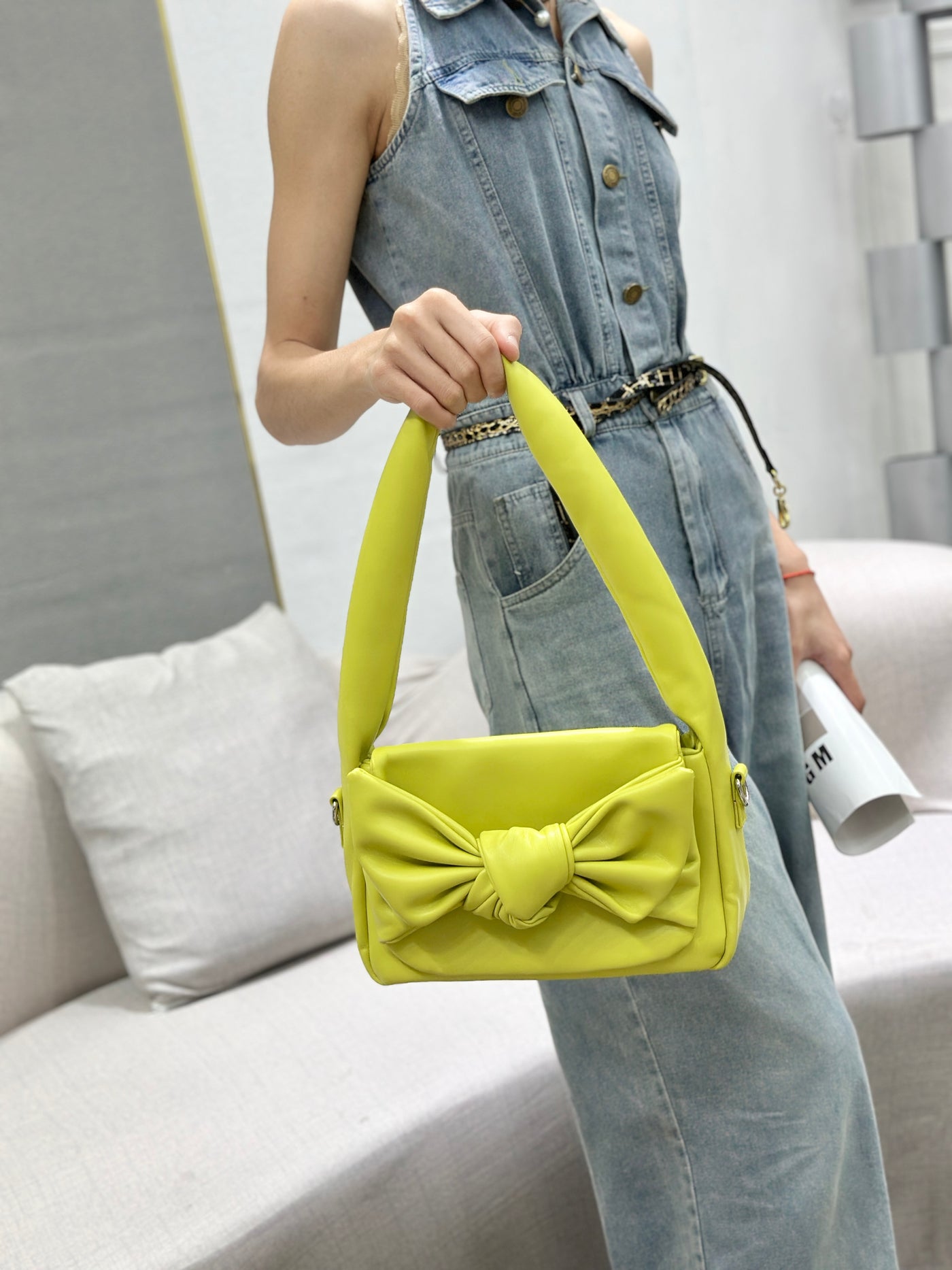 Knot Bow Sling Bag - Lime Green