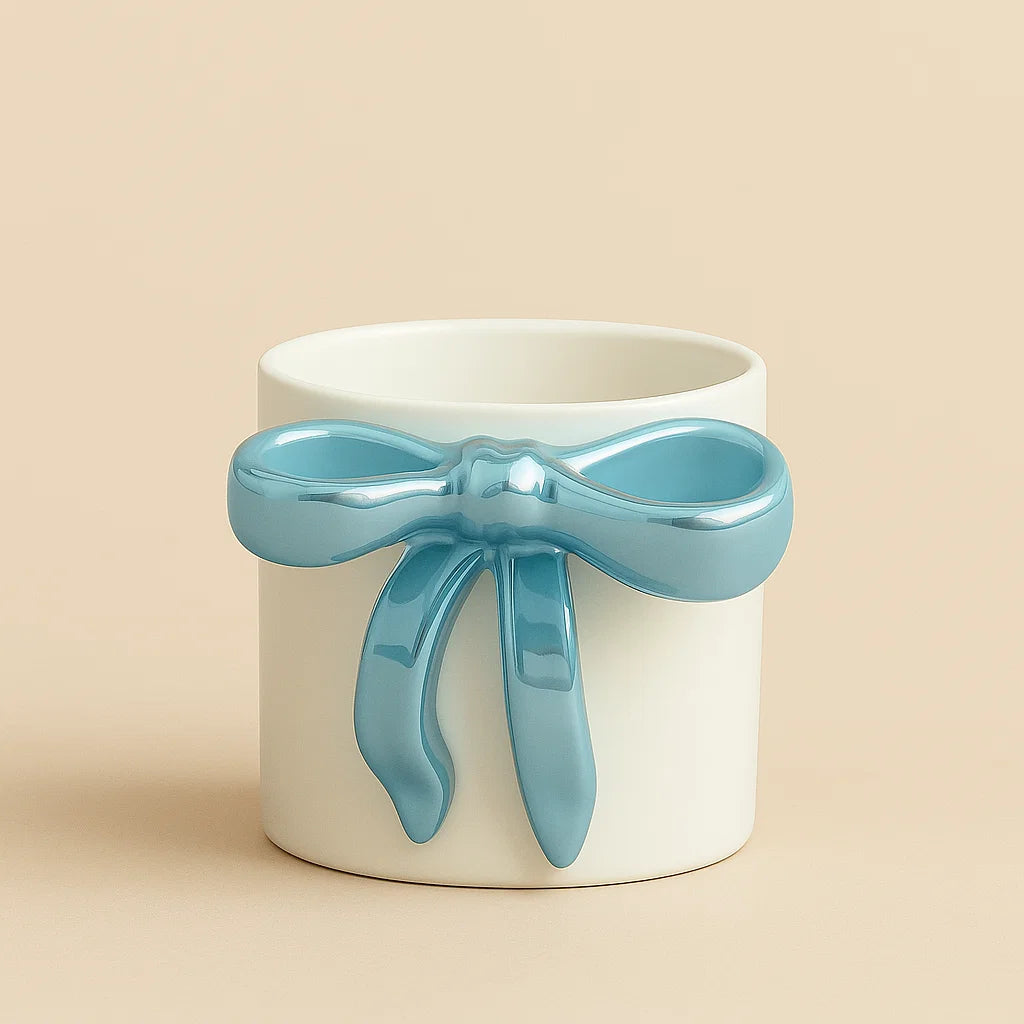 Glossy Bow Ceramic Mug Blue