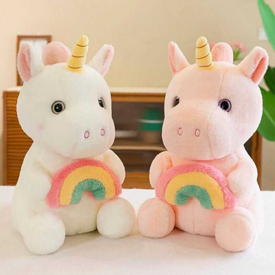 White Rainbow Unicorn Plush Toy