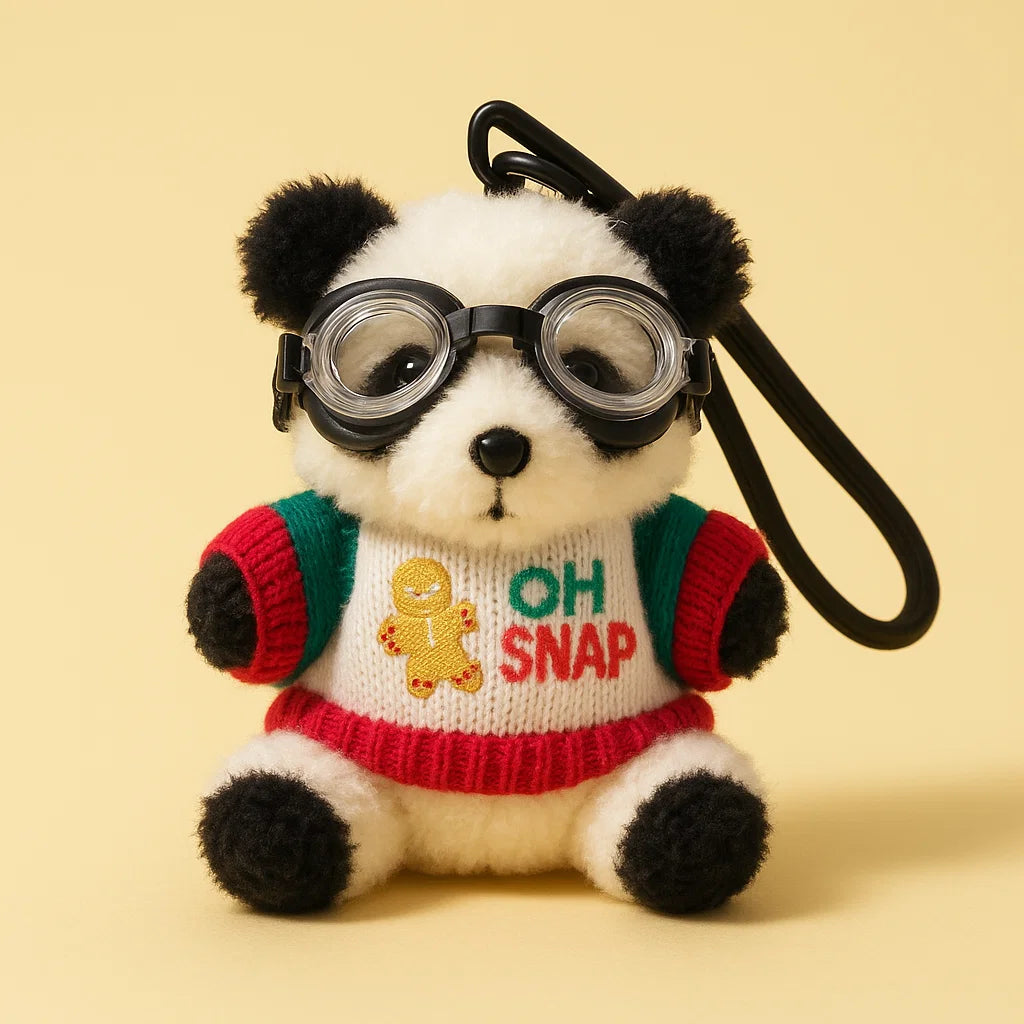 Christmas Panda Plush Keyring
