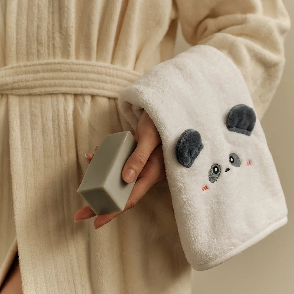 Panda Pals Hand Towel Grey