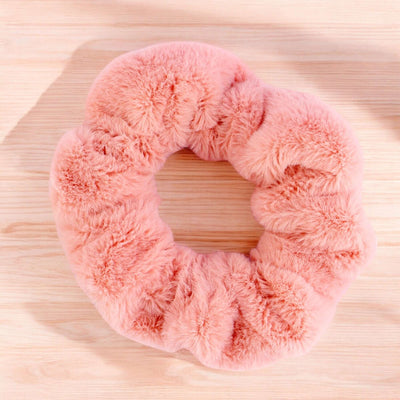 Korean Style Furry Hair Scrunchie - Pink