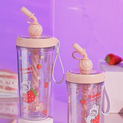 Cute Glitter Tumbler with Straw - 400ml