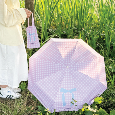 Pink Coquette Checkered Bow Umbrella