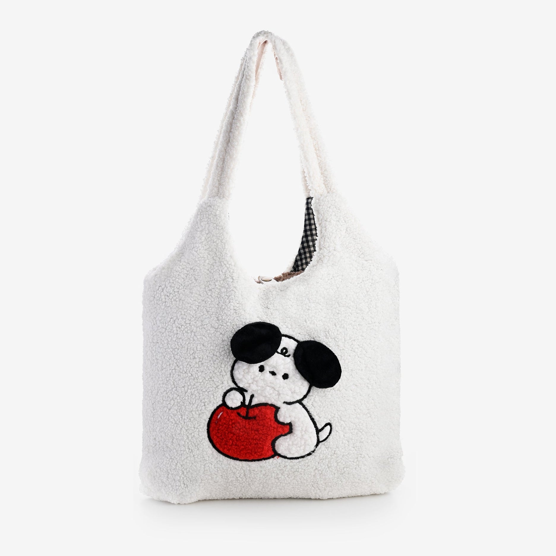 Red Apple Dog Furry Tote bag
