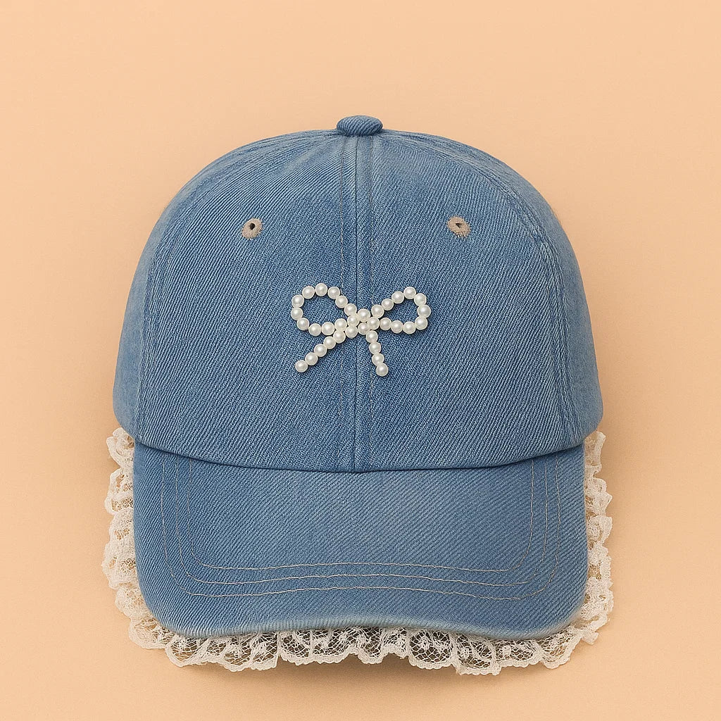 Frill Bow denim Baseball Cap