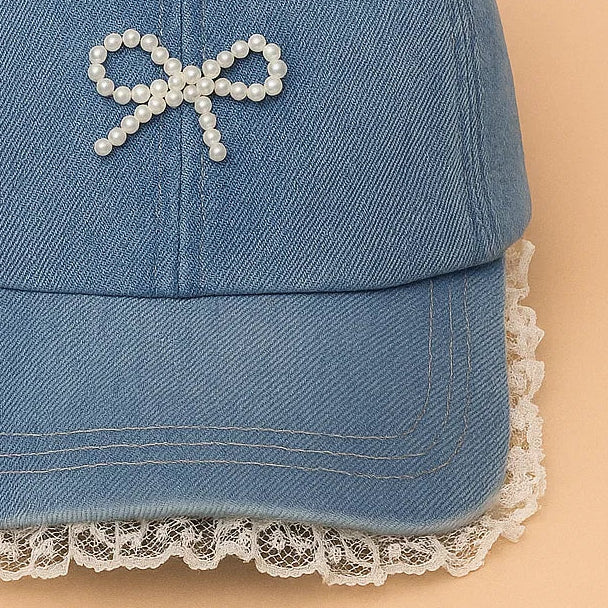 Frill Bow denim Baseball Cap