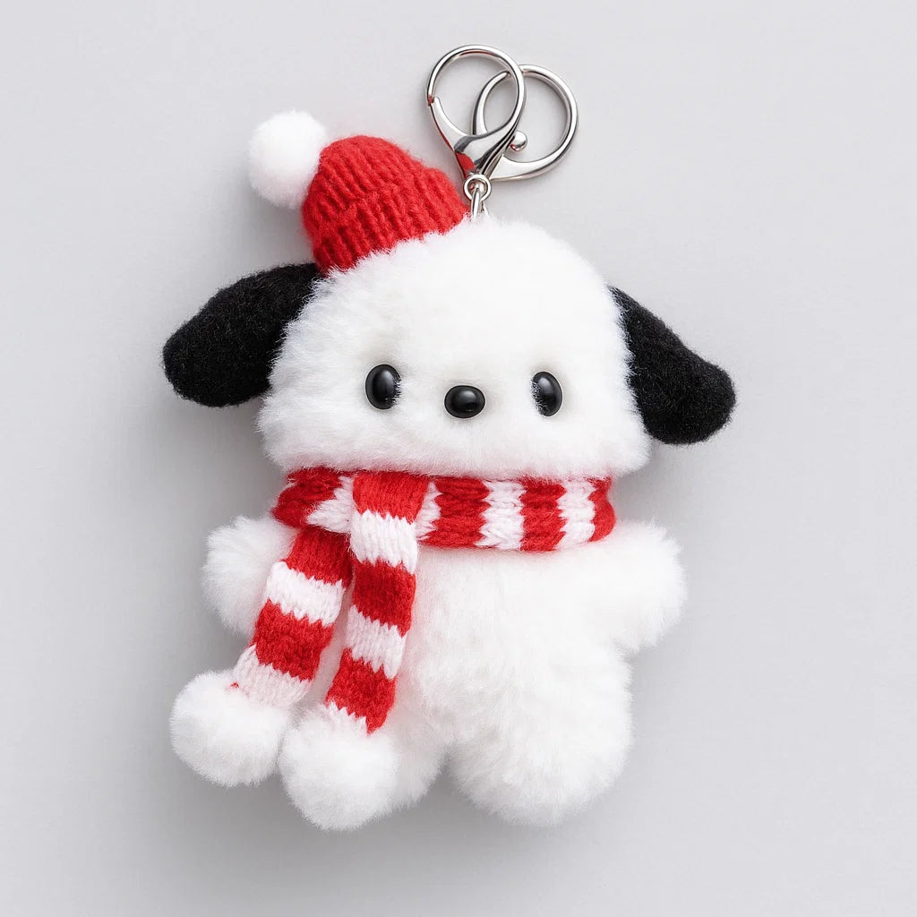 Santa Puppy Plush Keyring