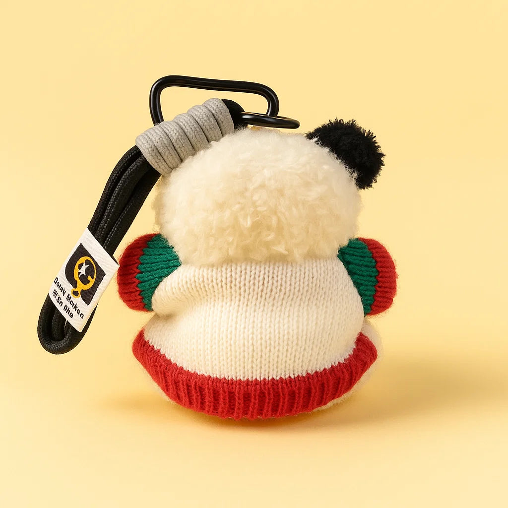 Christmas Panda Plush Keyring