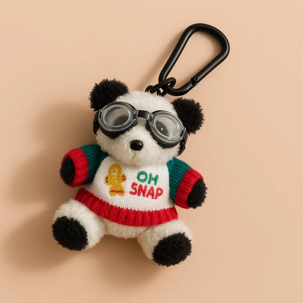 Christmas Panda Plush Keyring