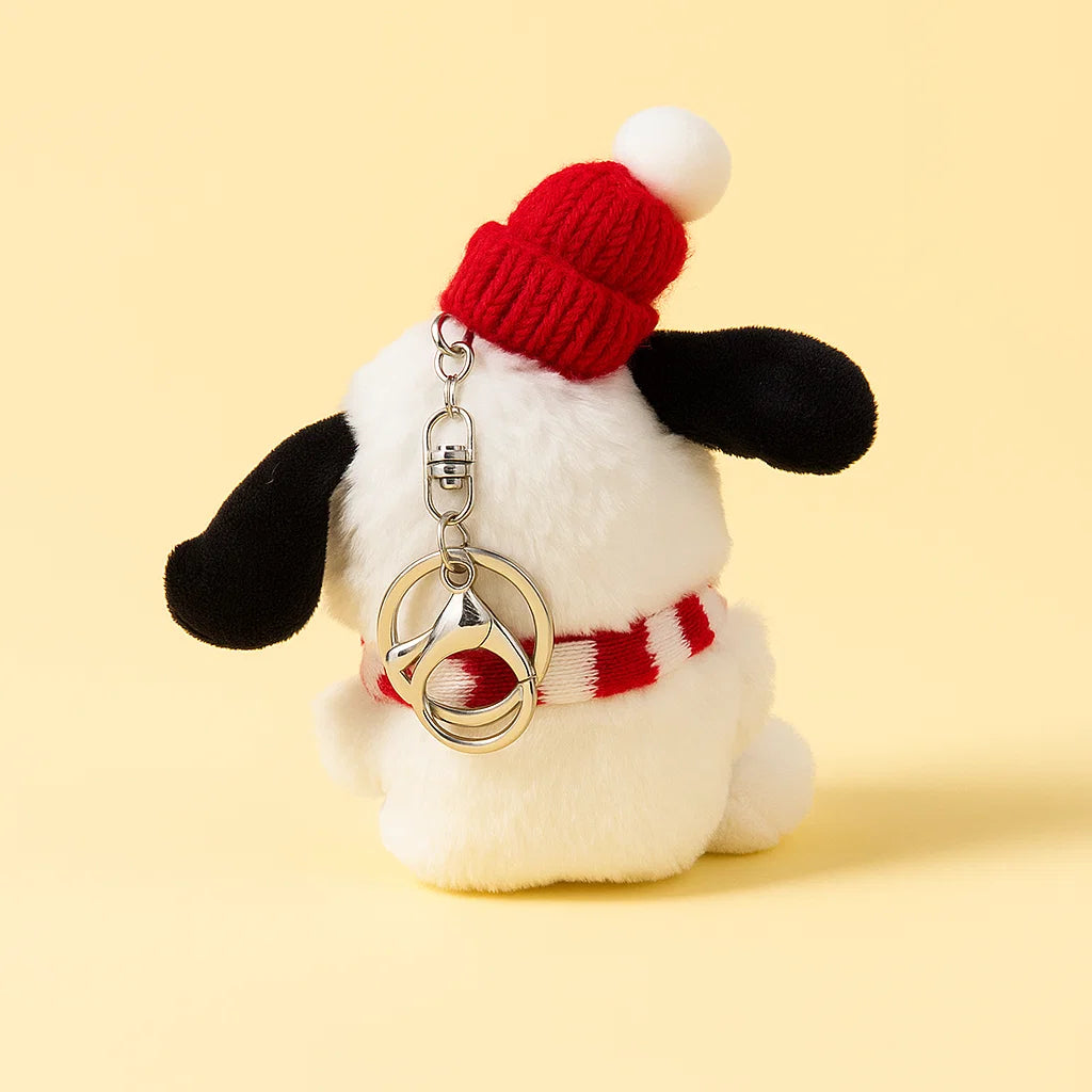Santa Puppy Plush Keyring