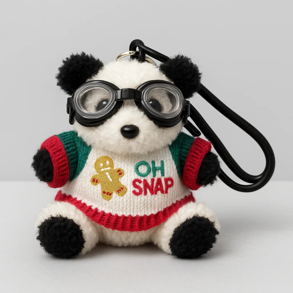 Christmas Panda Plush Keyring