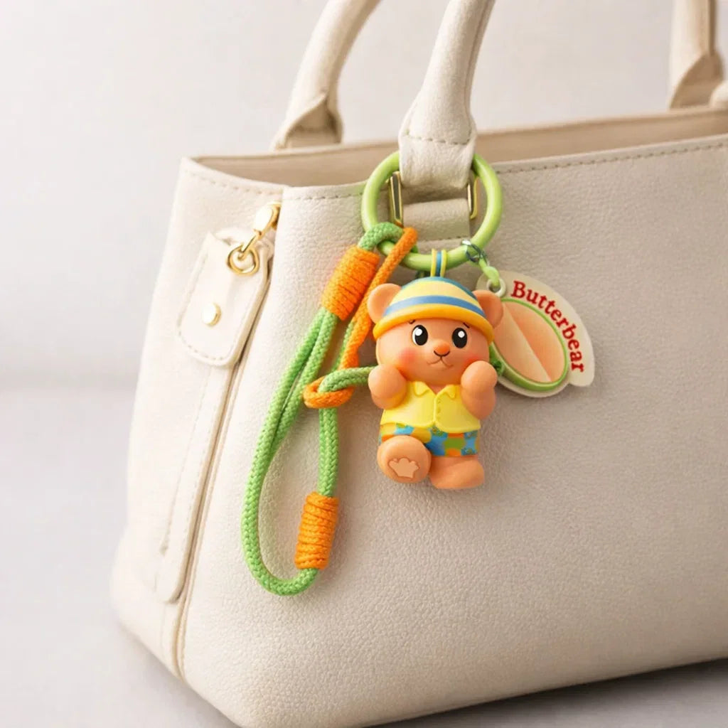 Butterbear Yellow Hat Silicone Keyring