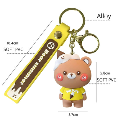 Cute 3D Bear Charm Keychain