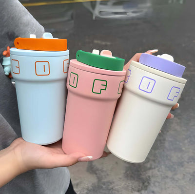 Insulated Thermos Cup with a Toy - White