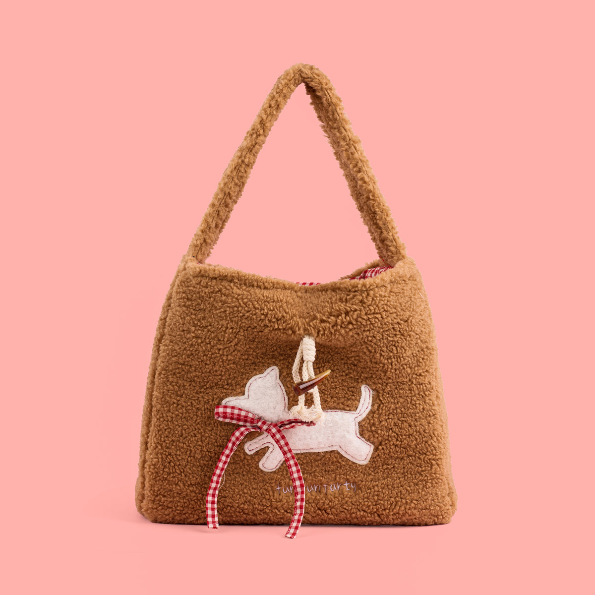 Cookie Pup Fur Tote Bag - Brown