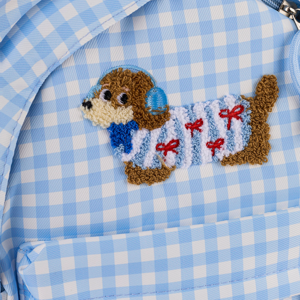Checkered Puppy Backpack - Blue