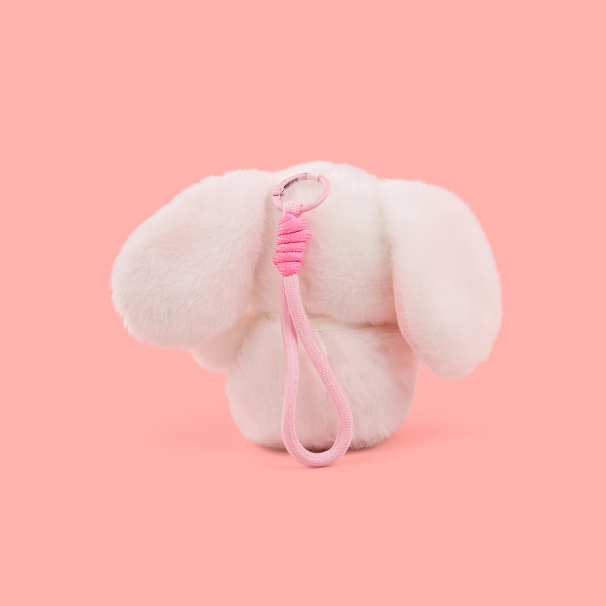 Blush Bunny Plushie Keyring- White