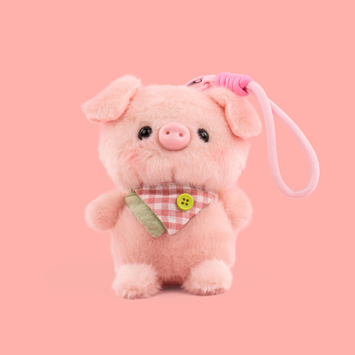 Pudding Piggy Plushie Keyring- Pink