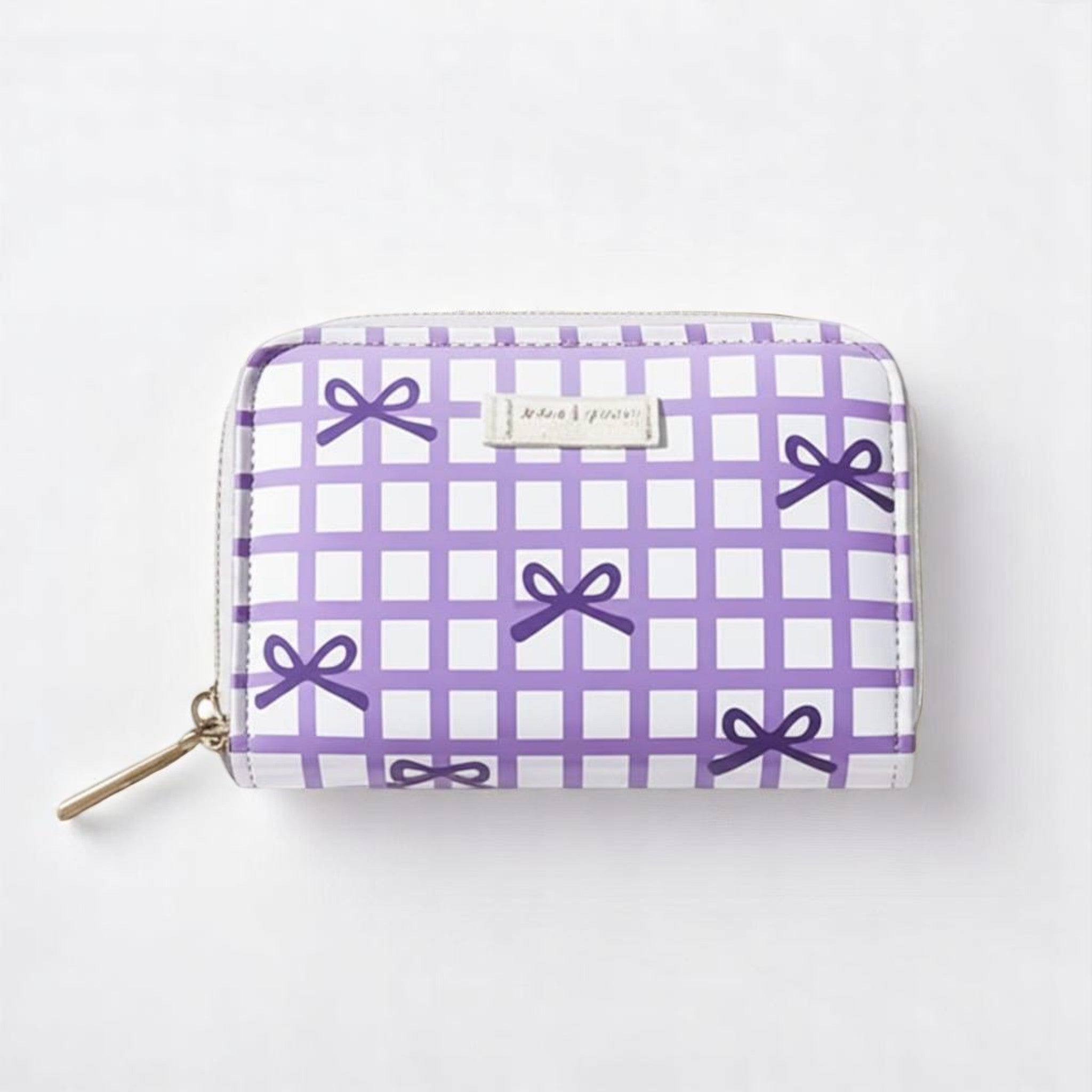 Purple Bow Gingham Card Holder